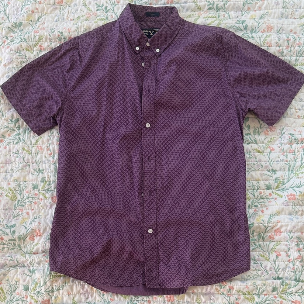 Stylish Men's Plum Button-Down Shirt
